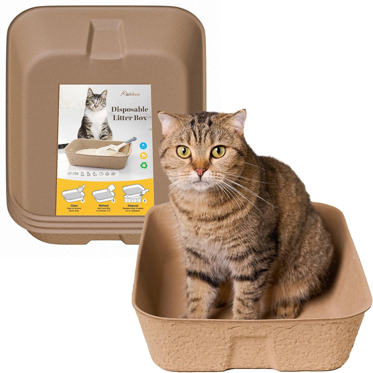 4 Pack Disposable Cat Litter Boxes - 4 Piece Set