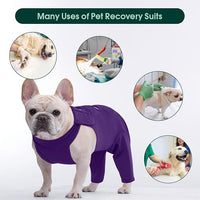 Kuoser Dog Surgery Recovery Suit for Rear Legs, Thigh Wound Protective Sleeve for Dogs, Dog Recovery Sleeve for Female Male Dogs, Dog Onesie After Surgery Pet Surgical Suit for Spay Neuter, Purple S