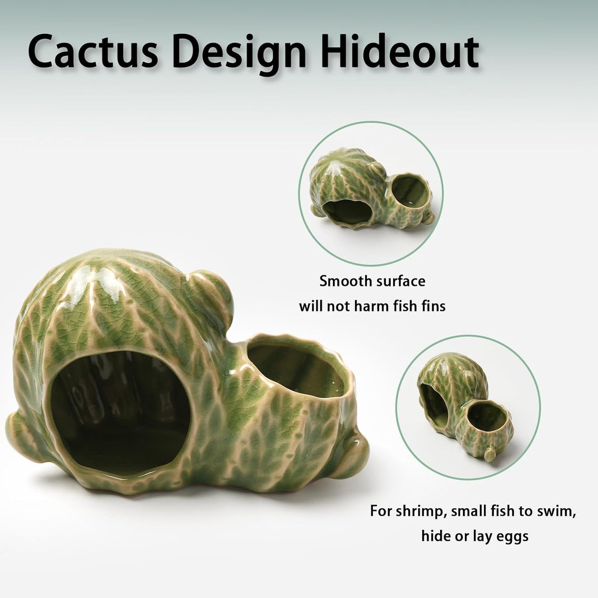 Pink Aquarium Decor Ceramic Cute Strawberry Betta Fish Tank Cave – Essentials for Fish - Cactus-green / Cactus - image 4