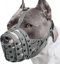 Pitbull Dog Muzzle for Large Medium Dogs Prevent Biting Scavenging – Essentials for Dogs - Grey / L [Snout Cir: 11.5"-13"]