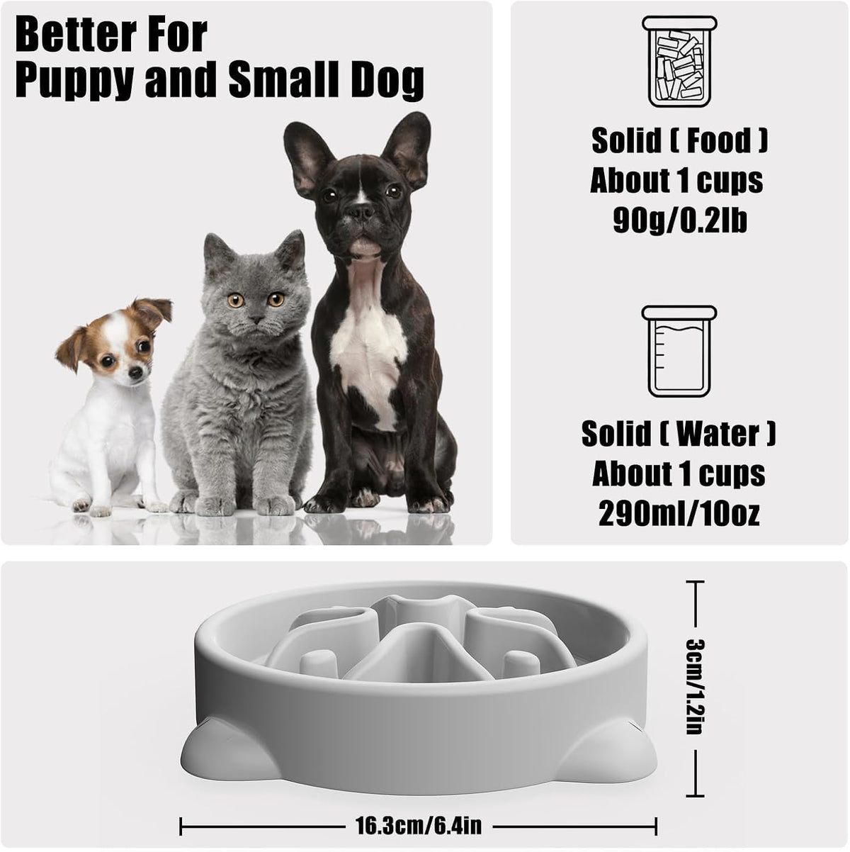 Slow Feeder Dog Bowls Small Breed - Gray / 1 Cup - image 2