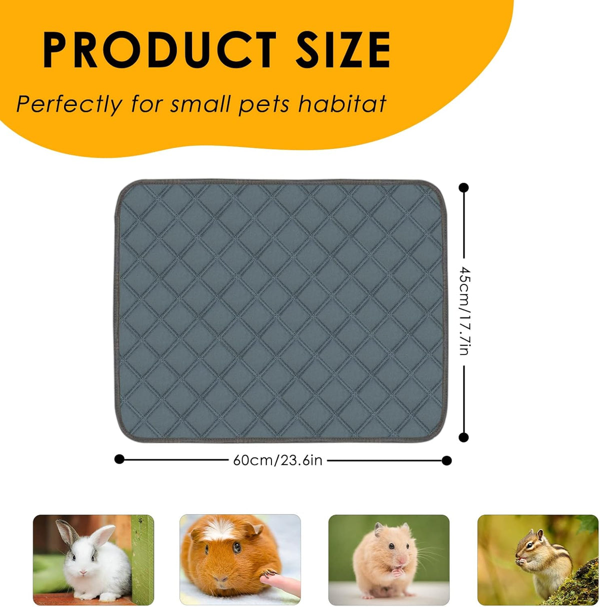 4 Pack Guinea Pig Cage Liners Washable Guinea Pig Bedding Reusable - Dark Grey / 24" x 18" (4 Pack) - image 2