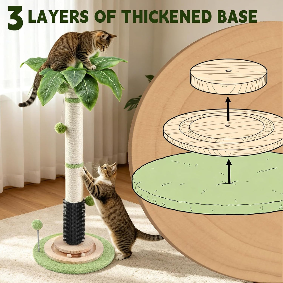 40'' Tall Sisal Cat Scratching Post - green-39.4inch - image 4