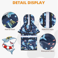 Dog Raincoat Hooded Slicker Poncho with Leash Hole - S:10-15lbs / Blue Shark - image 2
