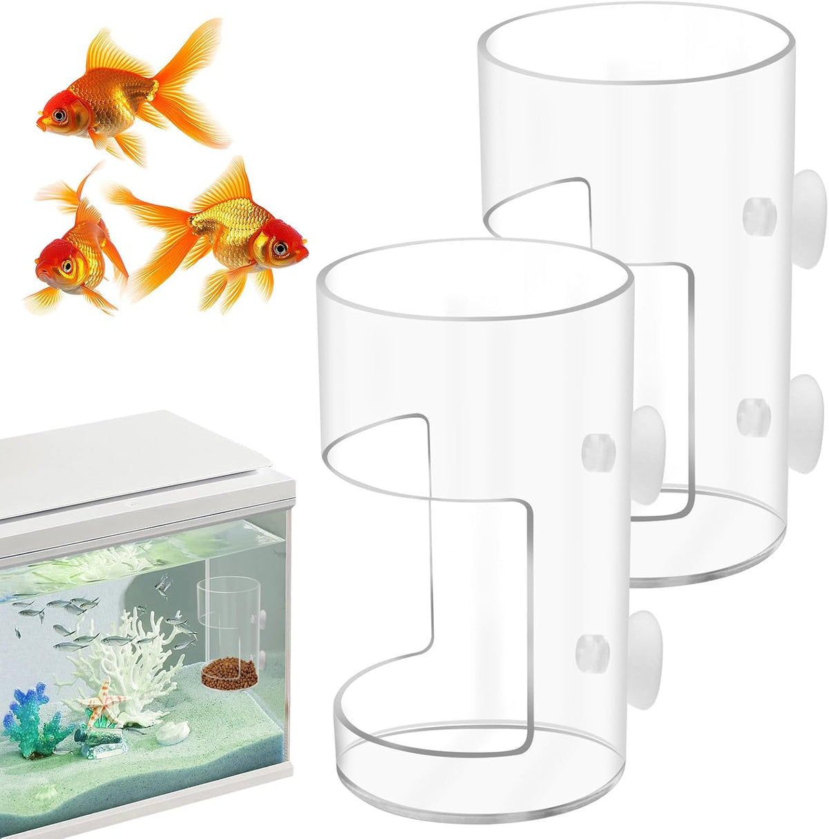 2Pcs Aquarium Fish Feeder Feeding Tray with Suction Cup - 2Pcs