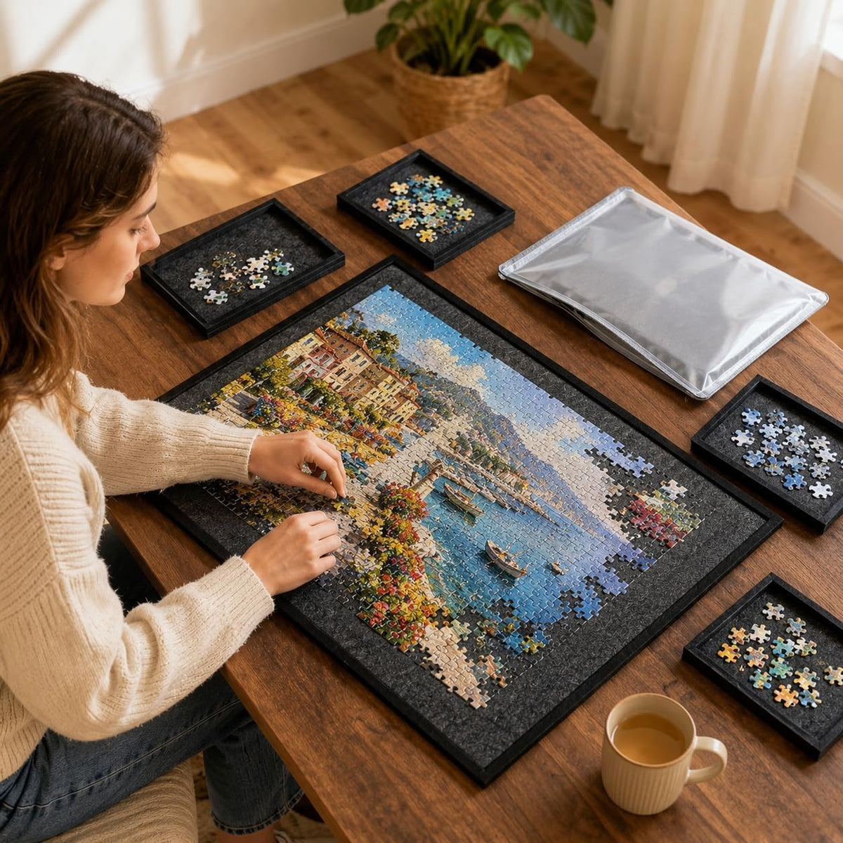 Yunihome puzzle board for 1000 pieces with 4 sorting trays and protective cover - view 19