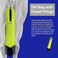 Harrison Howard Smooth Lightweight Adjustable Fastener Nylon Horse Tail Bag with Fringe