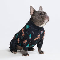 Spark Paws Dog Pajamas - Stretch Onesie Recovery Full Leg Surgery Suit PJS – Essentials for Dogs - Reindeers / Large