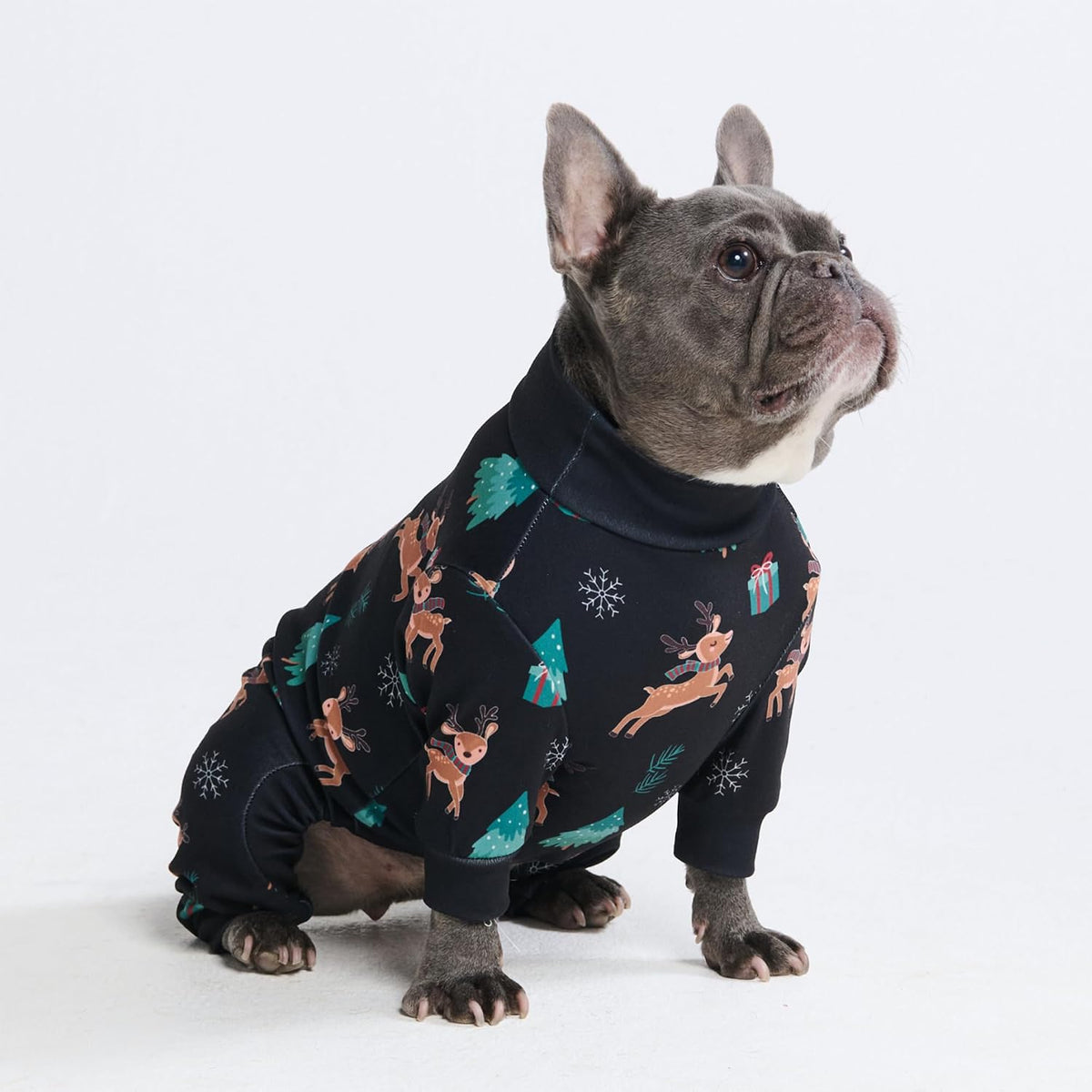Spark Paws Dog Pajamas - Stretch Onesie Recovery Full Leg Surgery Suit PJS – Essentials for Dogs - Reindeers / Large