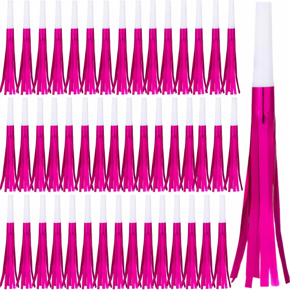 LCPQMZGH 48 silver glitter metallic fringed noise makers party horns - view 9