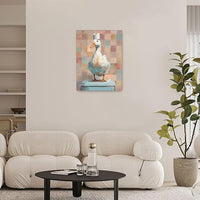 Funny Duck Bathroom Wall Art Cute Duck on Toilet Canvas Wall Decor Funny Quirky Farm Animal Pictures Painting Print Framed Artwork Decorations Gifts for Bathroom 12"x16"