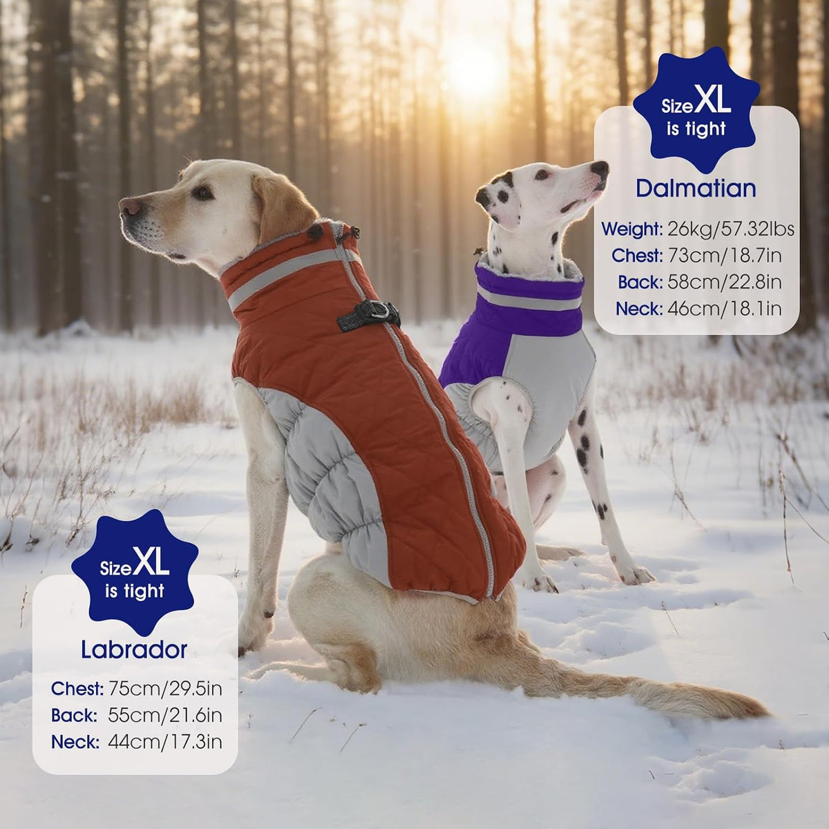 Dog Cold Weather Coats Reflective Dog Warm Jacket with Harness – Essentials for Dogs - Purple / L(chest:24in) - image 2