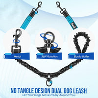 Lukovee double dog leash with padded handles, bungee leads and swivel clasp, size M - view 4