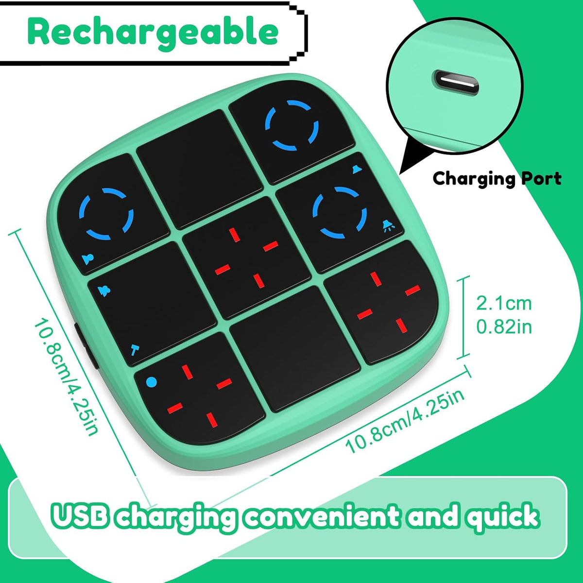 Tic-Tac-Toe Bolt Game, 4-in-1 Handheld Puzzle Games Console, Electronic Tic-Tac-Toe Game - Cyan / L(Rechargeable) - image 3