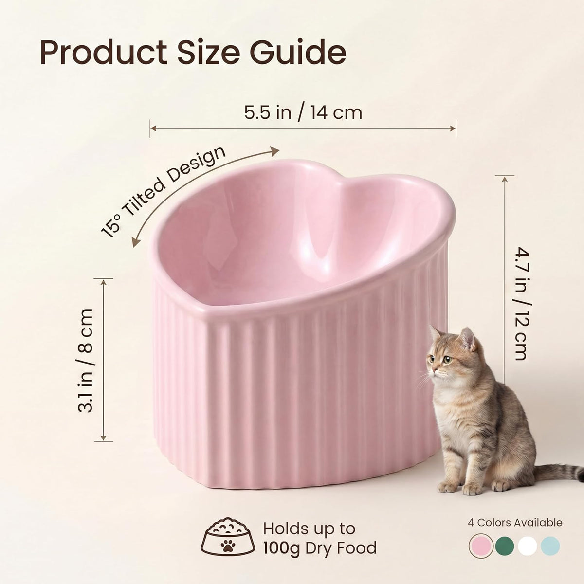 Pink Ceramic Raised Cat Bowls - Pink - image 2