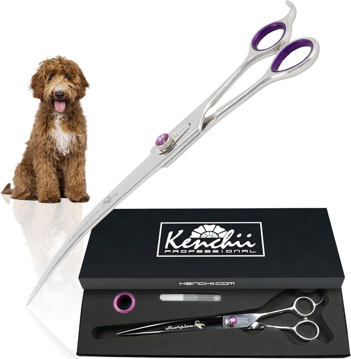 Kenchii Scorpion Dog Grooming Scissors 7in Curved - 9" Curved