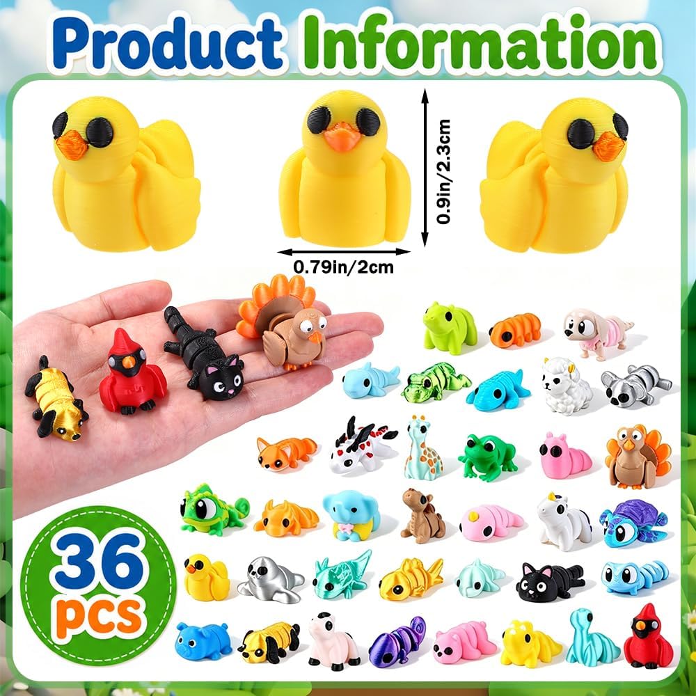 JOICEE 24Pcs 3D Printed Dinosaur Animals Mini Dinosaur Toys – Fun for Kids & Family - Cyan - image 2