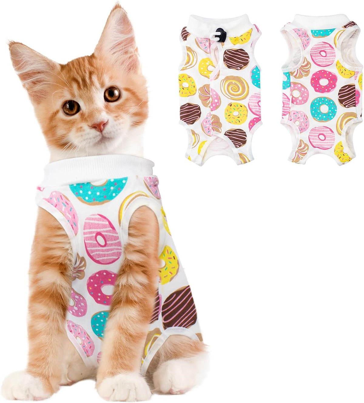 Coppthinktu Cat Recovery Suit Female Cat Onesie After Surgery Anti - Large / Donut