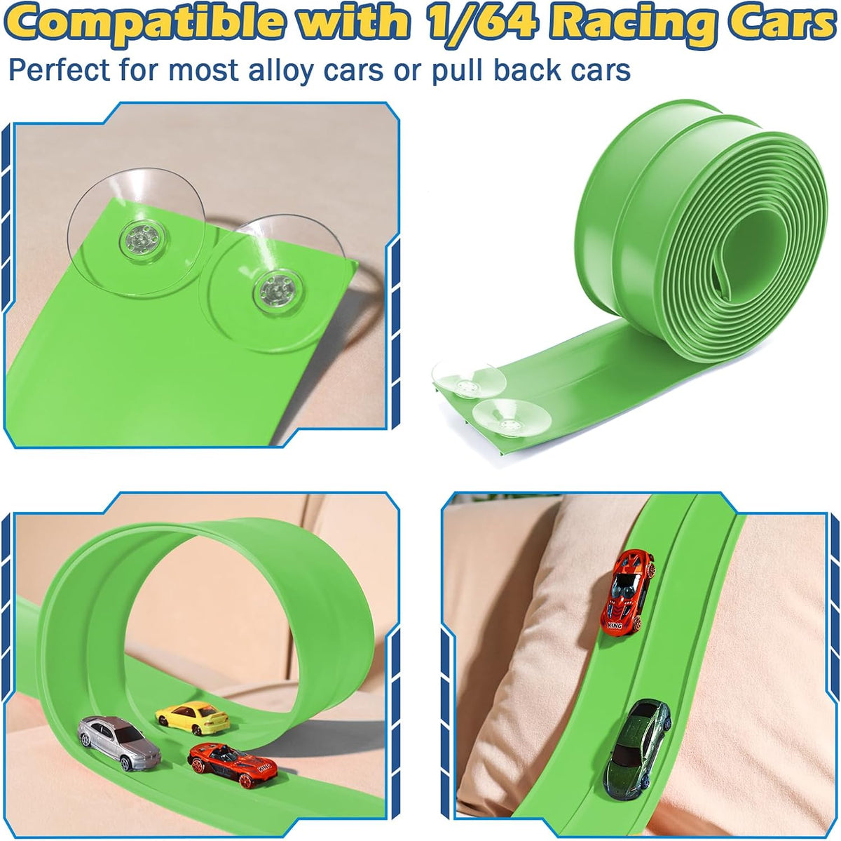 Flex Tracks 15 Ft Starter Set Flexible Race Track for Kids 3+ - Green - image 3