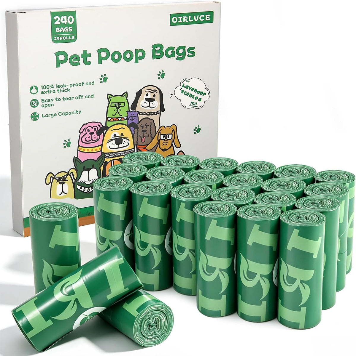 24 Rolls 240 Coreless Dog Poo Bags - 240 Count (Pack of 1)