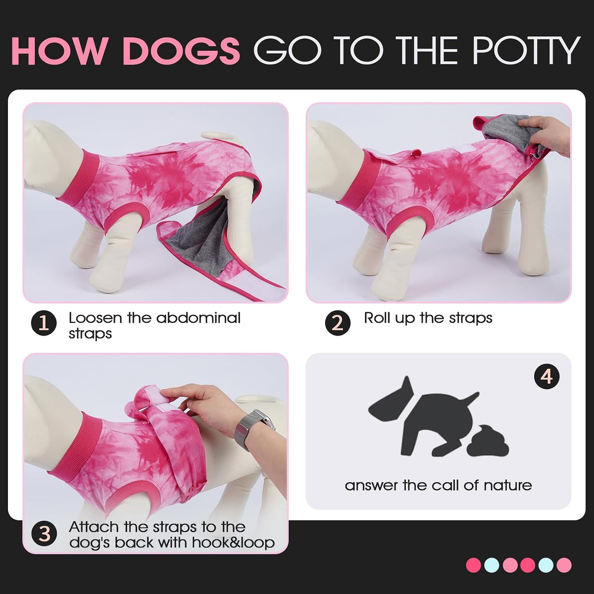 Dog Surgery Suit, Surgical Suit for Dogs, Dog Onesie for Surgery – Essentials for Dogs - Xl(back:20.1-24.8in,wt:42-75lbs) / Rose Tie Dye - image 4
