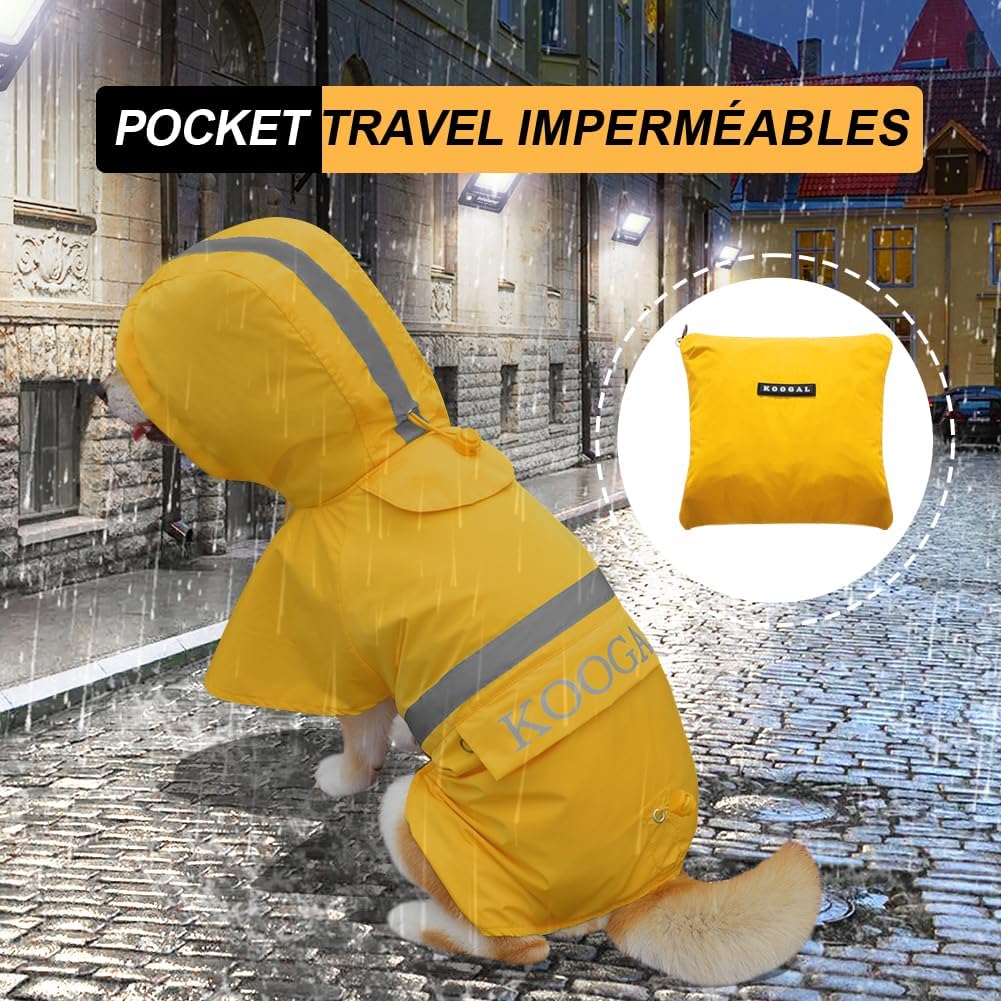 Dog Raincoat Waterproof Hooded, Medium Dogs - Yellow / 2XL-Fit for 20 to 33 pounds - image 3
