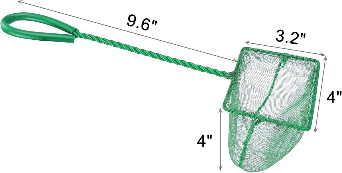 2 Pack Aquarium Fish Net Fine Mesh Quick Catch Tank Skimmer 5 Inch – Essentials for Fish - Green / 4" (2-Pack) - image 2
