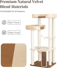 37.5" Cat Tree Tower for Large & Senior Cats, Low-Step Design – Essentials for Cats - White 53'' - image 4