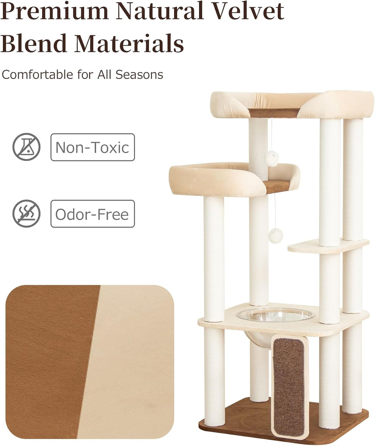 37.5" Cat Tree Tower for Large & Senior Cats, Low-Step Design – Essentials for Cats - White 53'' - image 4