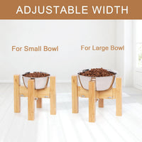 Adjustable Width Bamboo Elevated Dog Bowl Stand - Medium (10" High) / Black - image 5