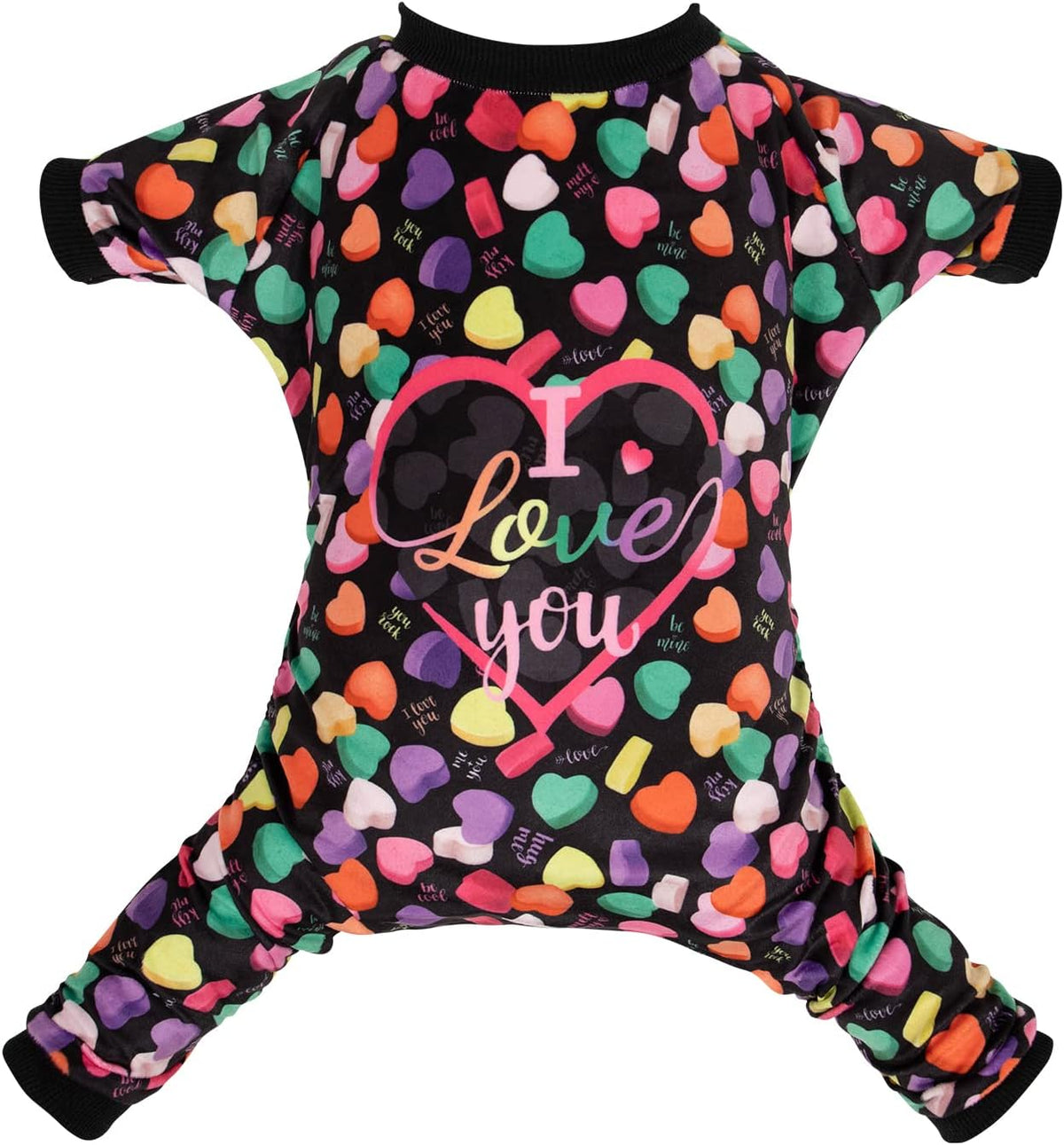 CuteBone Small Dogs Outfit Soft Puppy Onesies Pjs Christmas Dog - I love u / Large