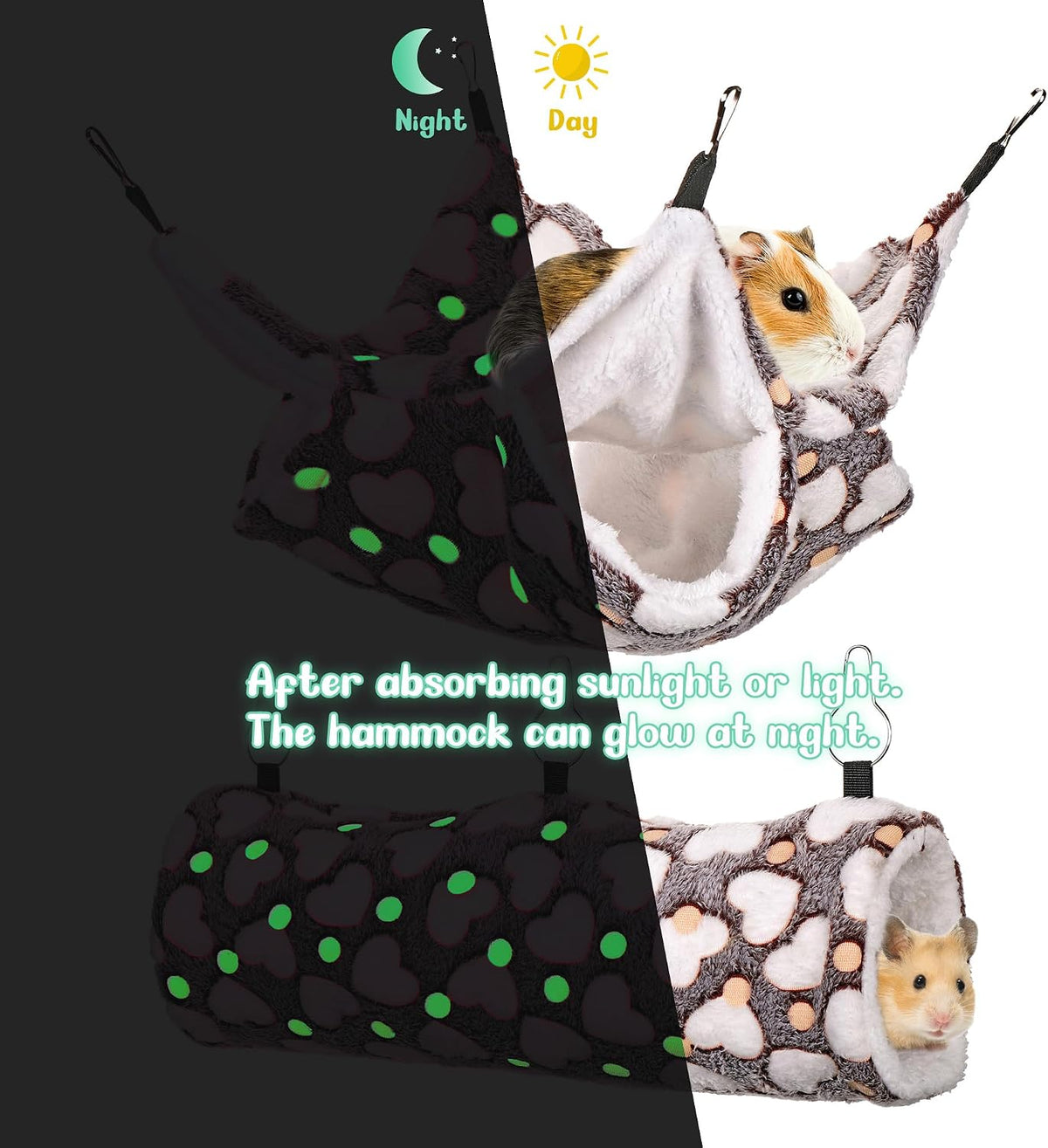 Noctilucent Luminous Guinea Pig Rat Hammock Bunkbed Hanging Tunnel - Brown - image 3