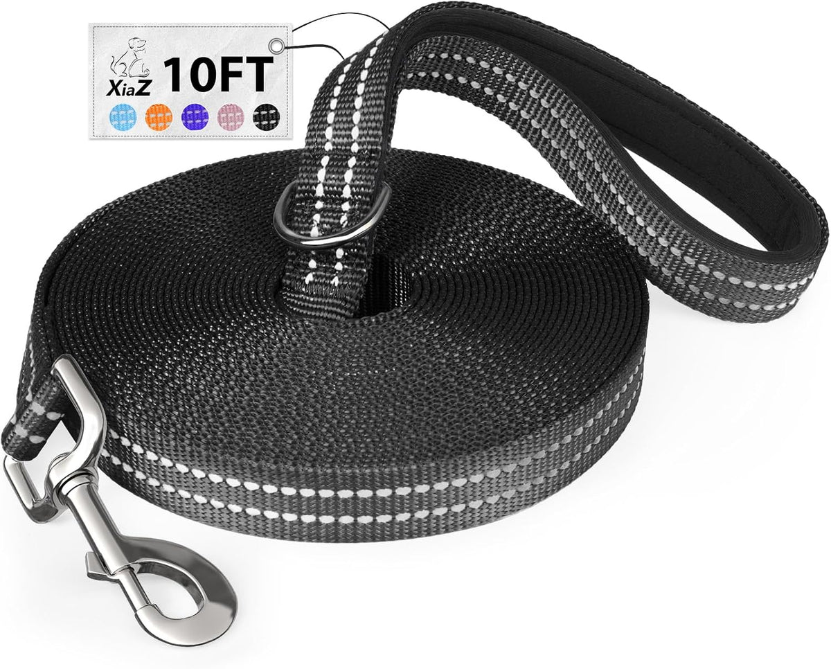 Long Dog Leash XiaZ Training Leashes 10/15/20/30/50/100ft Long Lead - D-Black / 10 Feet
