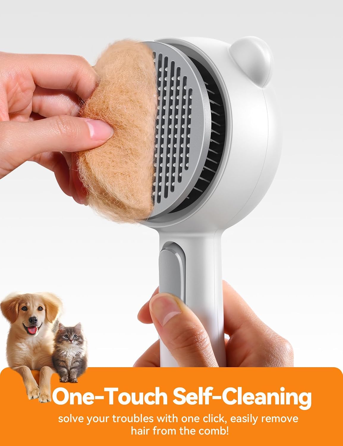Cat Steam Brush, Brushes for Indoor Cats with Release Button - White - image 2