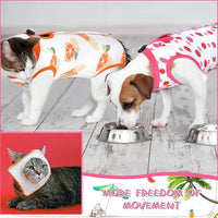 Nuanchu 3 Pieces Cat Recovery Suit Kitten Recovery Suit E-Collar Alternative for Cats and Dogs Abdominal Skin Anti Licking Pajama Clothes Sets(Fruit Pattern,Small)
