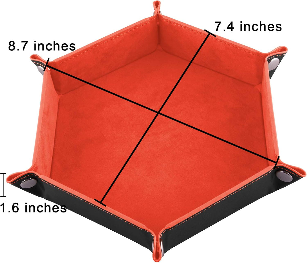 SIQUK 4 Pieces Dice Tray Set Foldable Dice Trays Hexagon Dice Rolling - Royalblue, Orange, Camel and Black - image 2