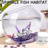 1 LB Purple Glass Marbles, Mini Flat Glass Beads~150 PCS for Vase Fillers, Floral Bottom Mancala Gems Pebbles Fish Tank Rocks for Table Aquarium,Home Decor Art Craft Supplies(0.5"~0.7")