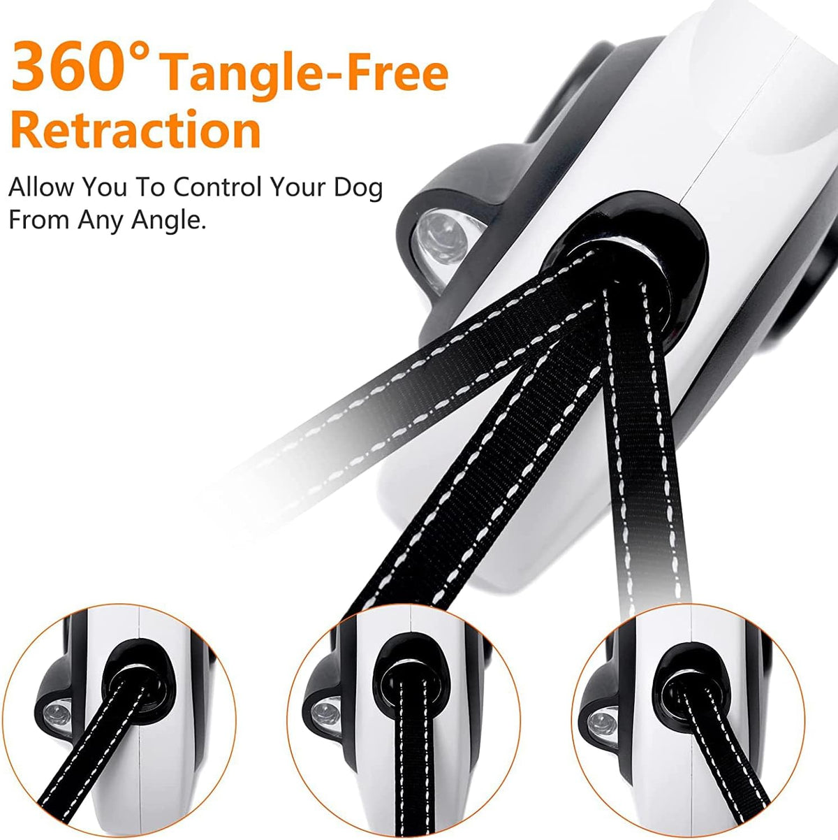 4-in-1 Retractable Dog Leash with LED Light & Dispenser & Poop Bags – Essentials for Dogs - Large - With chew proof cable - image 2
