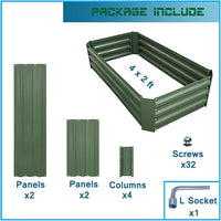 4x2x1ft Metal Raised Garden Bed Kit，Galvanized Garden Bed Box for Vegetables, Flowers, Herbs, and Succulents,60 Gallon Capacity - Green