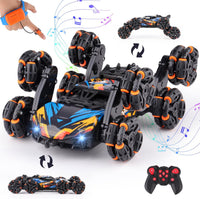 NEXBOX Cool 8 Wheels Hand Controlled rc Stunt Car Toys - Black, Blue