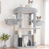 Hey-brother Cat Tree Tower with Large Platform, Spacious Condo - Light Gray / 35.4 Inches