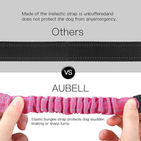 AUBELL Dog Seat Belt for Car,2 Pack Set 3-in-1 Adjustable Reflective Bungee Heavy Duty Dog Car Harness Tether with Clip Hook Latch & Buckle,Swivel Zinc Alloy Carabiner,Black+Hotpink