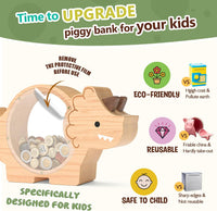 Summidate Wooden Dinosaur Piggy Bank - Triceratops / Standard - image 4