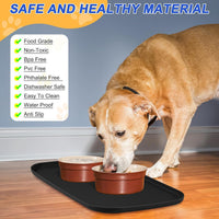 SMILOOL Waterproof Silicone Pet Food Mat with Raised Edge for Dog - Black / 19"L x 12"W - image 2