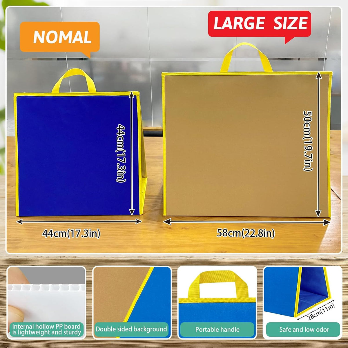 PENGFULL large felt flannel board with blue and beige double-sided surface, folding stand design - view 4