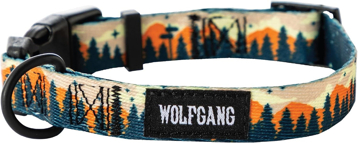 Wolfgang Heavy Duty, Adjustable Dog Collar with Quick Release Nylon Buckle for Walking & Training - Medium (1 Inch x 12-18 Inch) / OverLand Print