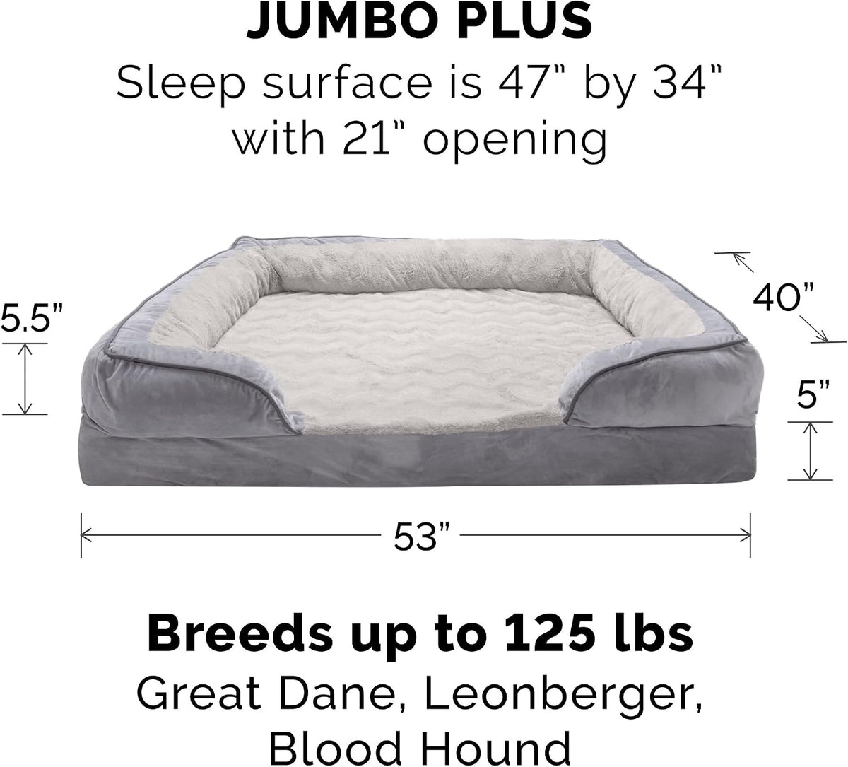 FurHaven Cooling Gel Dog Bed for Large Dogs - Jumbo Plus / Dino Toy + Granite Gray - image 4