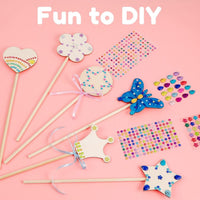 Pllieay princess fairy wands craft kit with 18 unfinished wooden wands and diamond stickers - view 5