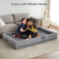 WNPETHOME Human Dog Beds for People Adults, Washable Faux Fur Nap Bed Adult Oval for People, Calming Human Size Giant Dog Bed Fits Pet Families with Storage Pocket Grey
