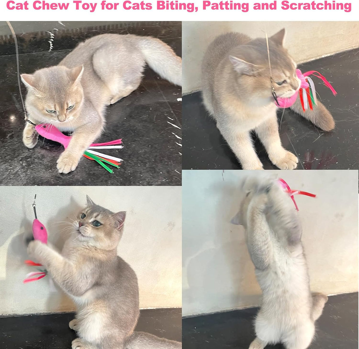 Catnip Toys, 5PCS Soft Plush Pink Fish Cat Toy Chew Kitten Toys – Essentials for Cats - image 3